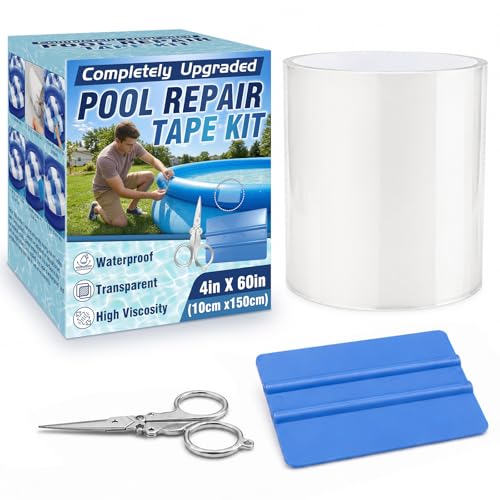 Vigorder Rustine Piscine, 10 x 150 cm Kit Réparation Liner Piscine Transparent, Ruban PVC Étanche sous l'eau, Patch Auto-Adhésif pour Bâche de Piscine,...