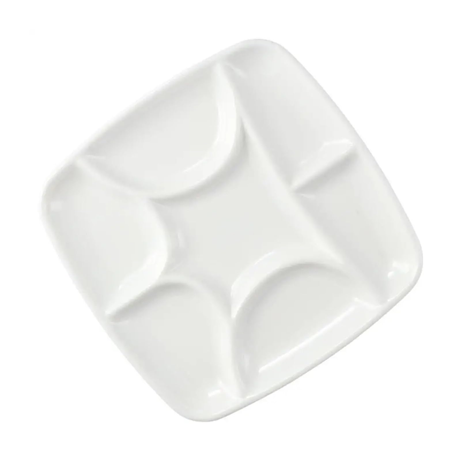 Ceramic Paint Palette Imitation Porcelain 7-Will Square Paint Palette White 15 * 15 * 1.3cm Ceramic Artist for Watercolor Painting for Watercolour