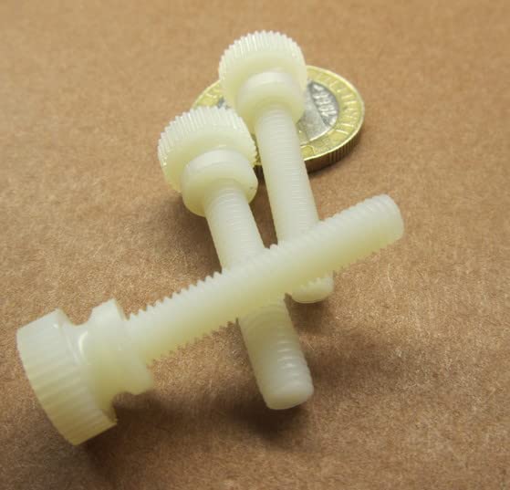 Nylon Knurled Raised Head Thumb Screws Natural 10-32 Thread x 1.00" Length 50 Pcs