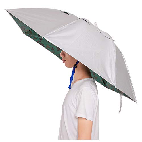 Umbrella Hat with Tighten Clip Head Wear for Fishing Gardening Outdoor Hiking-Camouflage