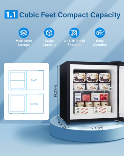 Image of Feelfunn 1.1 Cu.ft Mini Freezer, Small Upright Freezer, Stainless Steel