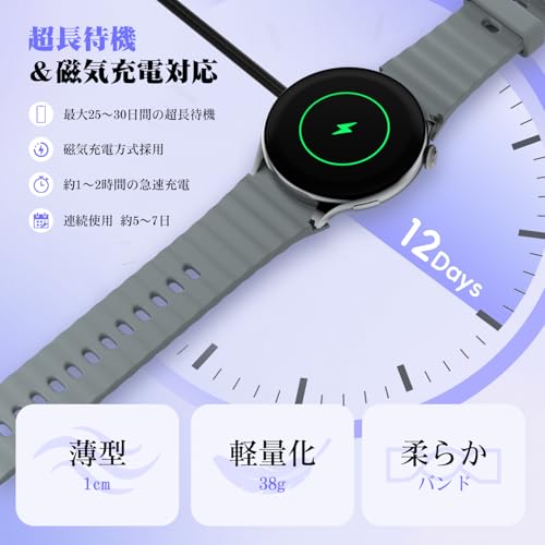 スマートウォッチ Smart Watch 通話機能 Bluetooth5.3 1.46インチ 丸型 腕時計 ウォッチ メール/Line/SNS着信・メッセージ通知 100種以上運動モード IP68防水 活動量計 歩数計 天気表示 多種文字盤 長時間バッテリー 音楽再生 iPhone/Android対応 メンズ レディース