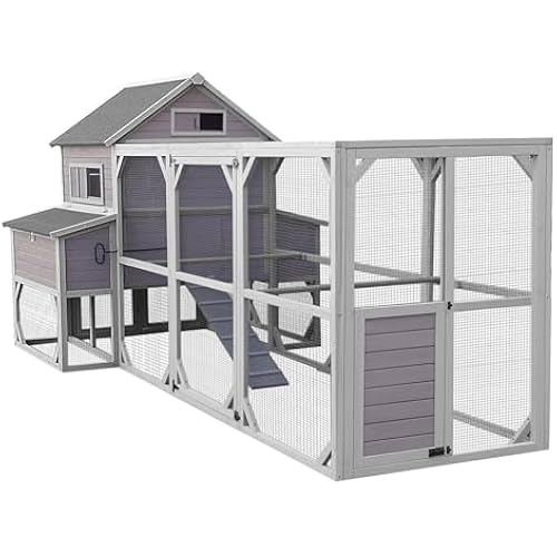 Aivituvin Large Chicken Coop 137" L Hen House Duck Cage for 10-15 Chickens 55ft² with Spacious Run, 6 Nesting Box, 6 Raised Perches