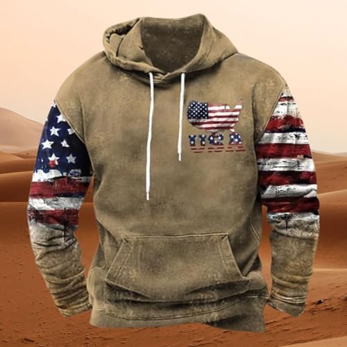 ZOCAVIA American Flag Hoodies for Men USA Graphic Hooded Sweatshirts Drawstring Western Ethnic Boys Pullover Tops2
