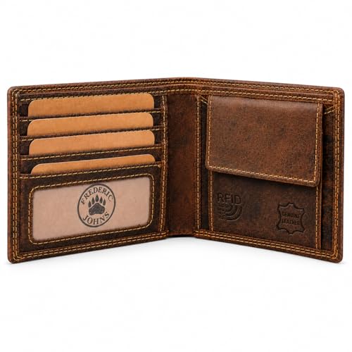 Frédéric&Johns® Portefeuille Homme Cuir Vintage RFID – Portefeuille Fin et Compact, Anti Piratage Carte, Léger et Pratique, Idéal Poche Jean, Cuir Véritable...