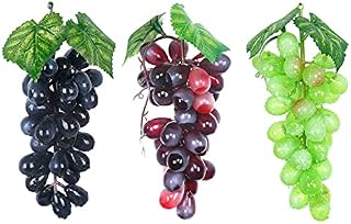  3 Pcs Artificial High Simulation Grapes False Fruit Fake Grapes for Home House Kitchen Party Wedding Decoration Photography