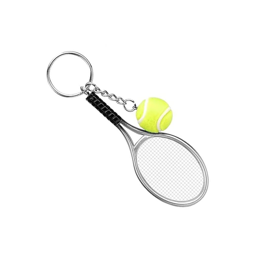 Shilipu Unisex Kids Yellow Tennis Racket Keychain Black Color Mini Tennis Racket With Ball Keychain Key Ring Creative Metal Keychain Sport Keyring Tennis Ball Keyring Gift For Sports Tennis Lovers