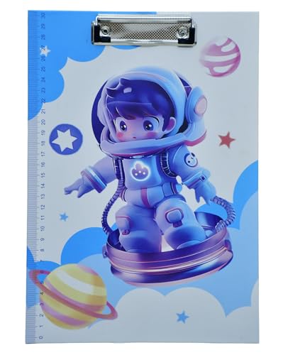 Image of AccuPrints 12 x 9 inch Cardboard Standard A4 Letter Size for Students Exam Board Boys | Low Profile Clip Board | Decorative Cute Clipboard Space Pattern (Random Color) (A2P6)