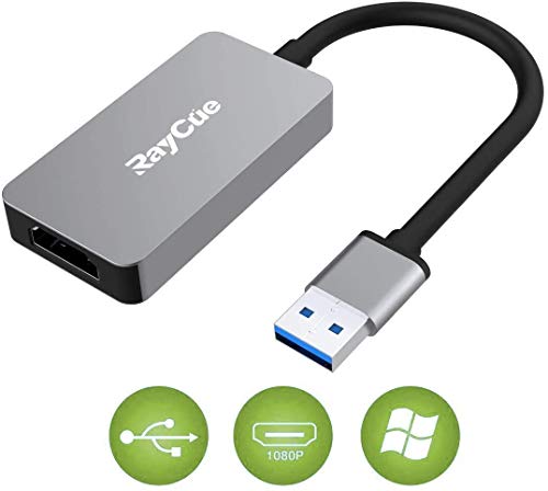 USB to HDMI, USB 3.0 to HDMI Adapter, 1080P Vide Audio Graphics Cable Converter, Compatible with Windows XP 10/8.1/8/7 (Not Support MAC, Linux, Vista Chrome (Gray)