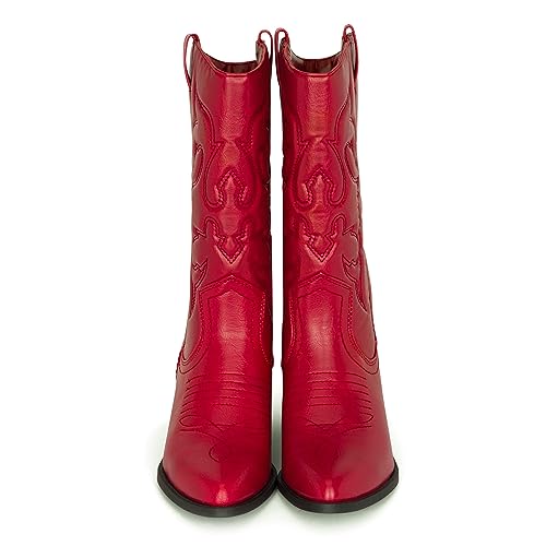 Chariot & Co Ring Women’s Western Cowgirl Boots – Mid-Calf Style with 2” Heel in Multiple Colors4