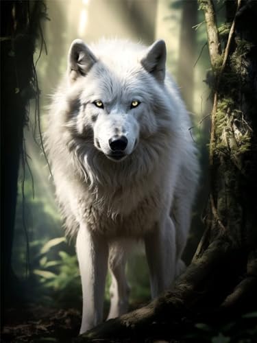 Peinture Diamant Loup Blanc 5D DIY Kit Broderie Point de Croix 70x95cm Z-15