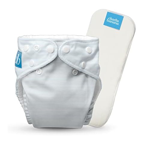Charlie Banana Cloth Diapers, Reusable, Washable, Adjustable One Size Diaper, for Babies and Toddlers, with Absorbent Insert - Pencil Stripes Blue, 1 Pack Cover