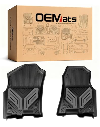 Image of Premium Color TPE Floor Mats for Ram 1500 Crew /Quad Cab 2019-2024 | Not Fit Classic or Vinyl Floor, Bucket /Bench Seats | All Weather TPE Custom Fit 1st Row Truck Liners | Titan Gray Wing Design