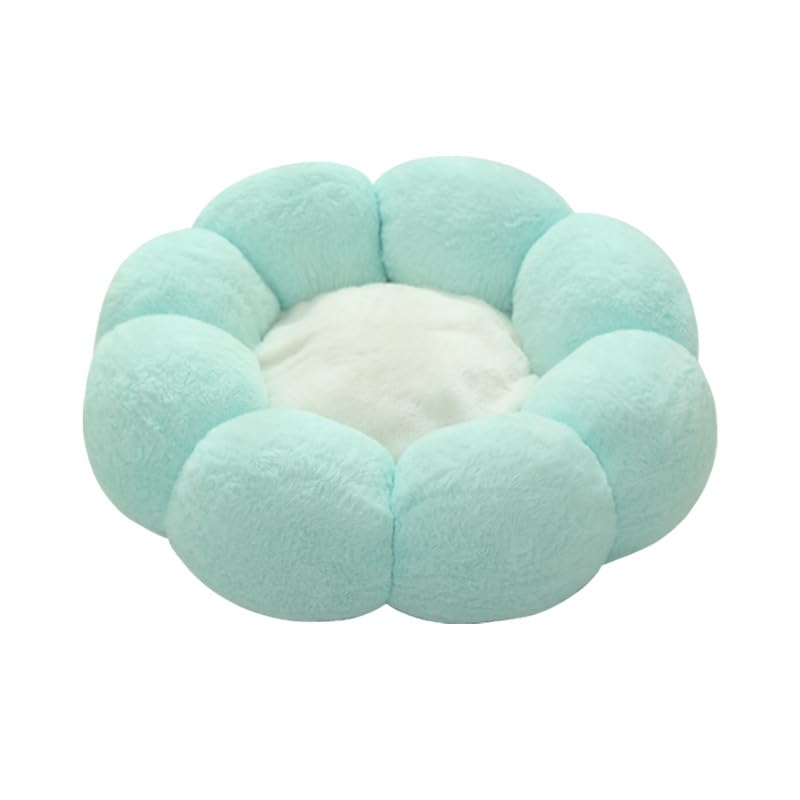 DOTBUY-SHOP Hundebet Rundes Katzenbett, Blumen Hundekissen Grosse Hunde Donut Kissen, Plüsch-Hundekorb Hundebett Waschbar, für Groß Hunde, Katzen und Herbst und Winter (40 cm,Türkis)