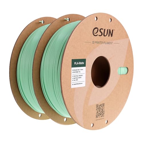 eSUN Matte PLA Filament 1.75mm 3D Printing Filament Green PLA, 1kg Cardboard Spool(2.2lbs) 3D Printer Filament for Most FDM 3D Printers, Mint Green 2Pack
