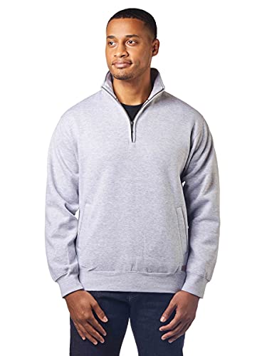Landway CF-03 Men's Casual Wear Classic Fit Open Side Pockets Quarter Zip Cotton Fleece Pullover - Main Image