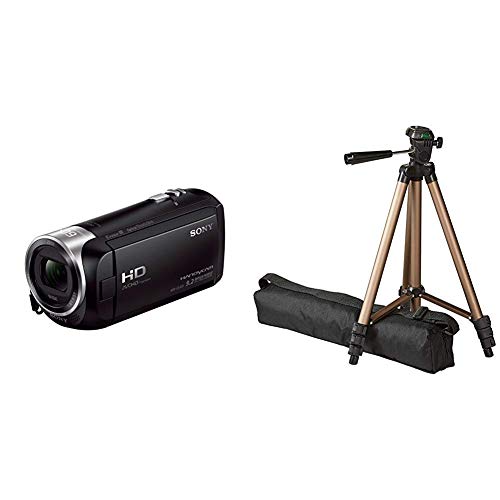 HDR-CX405 Full HD Camcorder (30-fach opt. Zoom, 60x Klarbild-Zoom, Weitwinkel mit 26,8 mm, Optical Steady Shot) schwarz & AmazonBasics 127cm