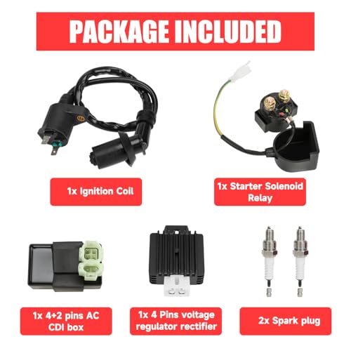 Image of GREHUA GY6 Ignition Coil Starter Solenoid Voltage Regulator CDI Compatible with Tao tao 50cc 150cc ATM50 Pony VIP Powermax Roketa Scooter Chinese 4-Stroke Scooter Moped Pit Dirt Bike Go Kart Parts