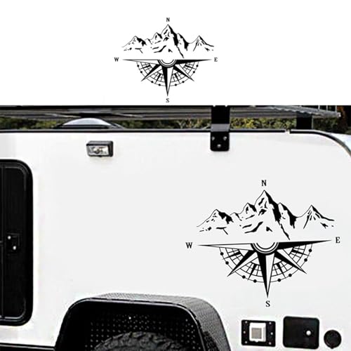 Walmeck Mountain Stickers Stripe Dekal för Bilhuv Bilkaross Sidodörr SUV Lastbil Terrängfordon (Svart)