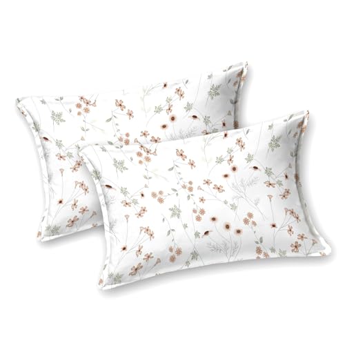 Image of LINENWALAS 100% Cotton Bed Sheet for King Size Bed, Floral Printed King Bedsheet with 2 Pillow Covers | 210 TC Soft, Breathable, Luxury Bedsheet (Crimson Flower, 108 x 108 Inches)