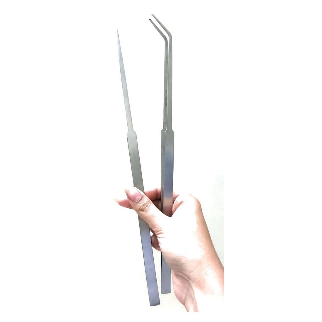 2 Pcs Aquarium Aquascaping Tools for Fish Tank Stainless Steel Pointed & Curved Tweezers Set 30cm/12 inches Tweezers for Aquarium Planted Accessories,Weather Resistant
