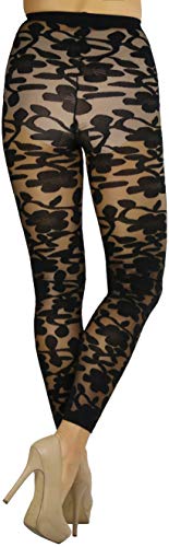 Image of ToBeInStyle Women's Sheer Floral Lace Full Length Leggings