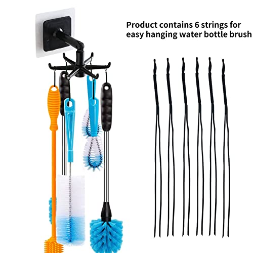 Image of YeeBeny Water Bottle Brush Holder 360 Degrees Rotating Folding Hook Self-Adhesive 180 Degrees Vertical Flip Hook, Baby Bottle Brush Holder, Bottle Brush Holder (Black)