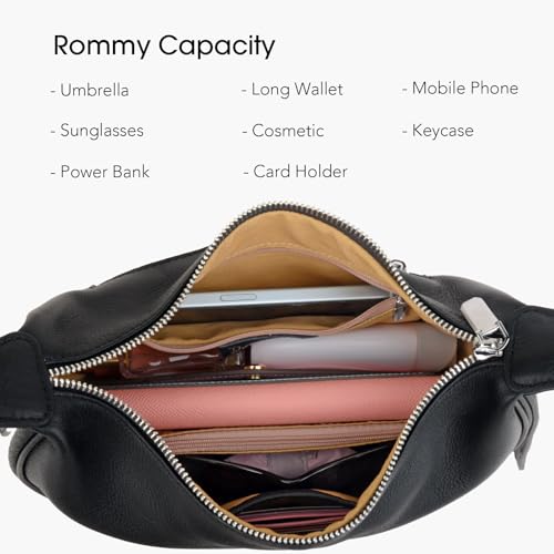 Image of DONNAIN Casual Soft Leather Hobo Bags Women Crossbody, Trendy Crescent Shoulder Bag and Black Mini Purse (Black, Small)