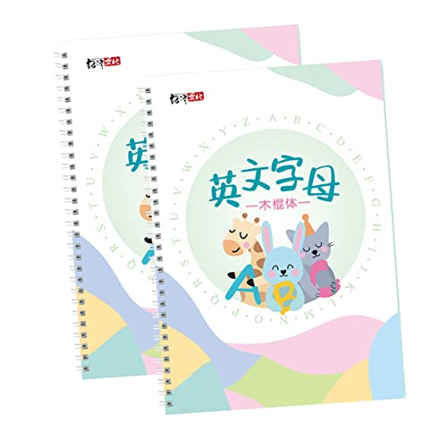SECFOU 2 個 英語 書く 練習 本 アルファベット 手書き 本 溝付き 書く 本 用 書道 用 書く ワークブック 幼稚園 英語 アルファベット 書道 白