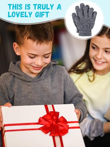 Glooarm 3 Pairs Kids Gloves Winter Gloves Thick Cashmere Magic Gloves Knit Stretchy Warm Gloves Boys Girls 4-14 Years4