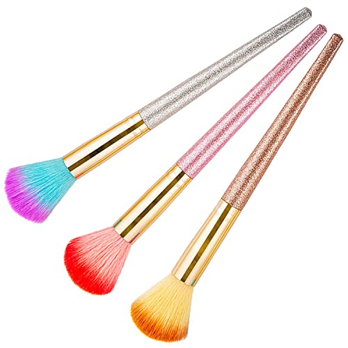 Silpecwee 3Pcs Nail Brushes For Cleaning Nail Dust Brush Dip Powder Makeup Brush Blush Brush Acrylic Brush Cleaner Nail Clean Up Brush Manicure Brush Nail Art Tools #TOP1