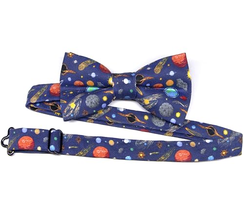 Image of Colorful Fun Pattern Pre-Tied Bow Tie Mens Floral Space Adjustable Bowtie