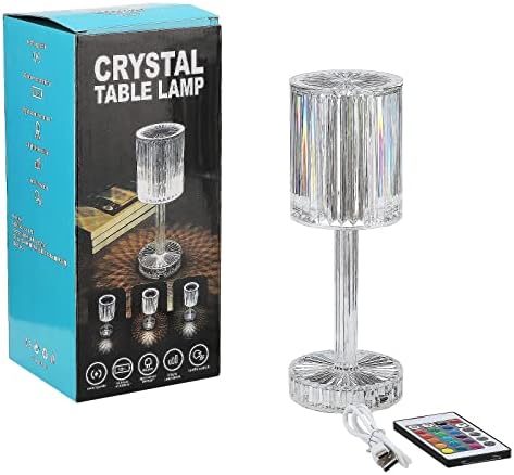 QYLJZB 16 Colors Crystal Lamp, Touching Control Gatsby Table Lamps Nightstand Lamp, Bedside Light Decor Atmosphere Light for Living Room Bedroom Party Bar and Gift, White,8.5 x 25cm
