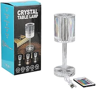 QYLJZB 16 Colors Crystal Lamp, Touching Control Gatsby Table Lamps Nightstand Lamp, Bedside Light Decor Atmosphere Light for Living Room Bedroom Party Bar and Gift, White,8.5 x 25cm