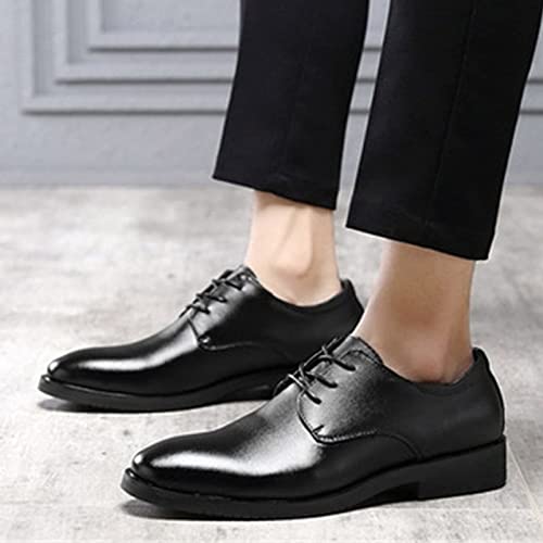 HINDOLA Men's Business Shoes Formal Oxford Fashion Wedding Suit Shoes Leather Lace Up Shoes for Men Chunky Wedge Heel Shoe2