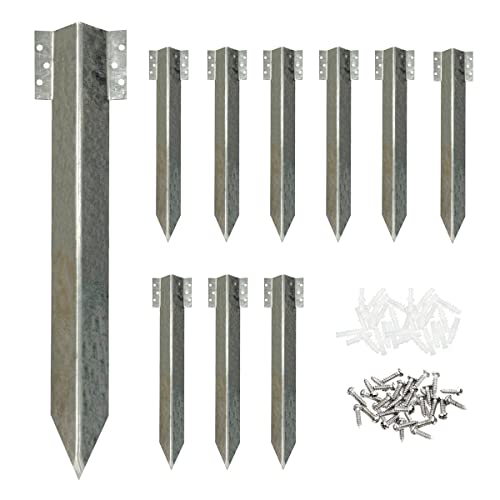 10pcs Sleeper Stakes,Metal Stake Heavy Duty,Fence Post Repair Stakes Anchors Ground Spikes, Metal Stake for Ground,Raised Garden Bed,Wooden Garden Edging Border,Driveway,Path Edging