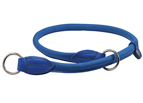 Round Genuine Rolled Leather Choke Dog Collar Blue (26\" Long) - Thumbnail 2