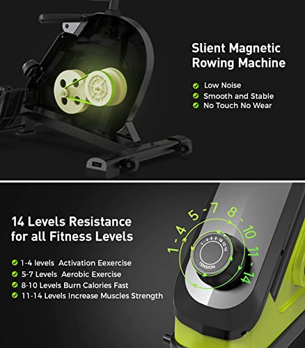 Rowing Machine,Jkangfit Rowing Machines For Home Use With Arm Strength Training For Full Body Workout,Foldable Magnetic Rower With 14 Levels Resistance Lcd Monitor Holder #TOP3