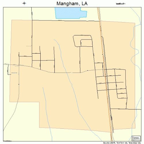 Large Street & Road Map of Mangham, Louisiana LA Printed poster size