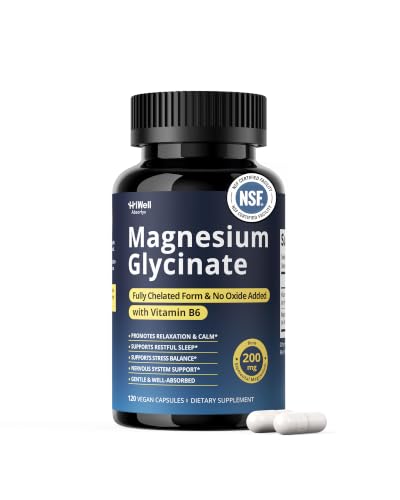 Image of Magnesium Glycinate 200mg with Vitamin B6 for Women & Men,120 Capsules