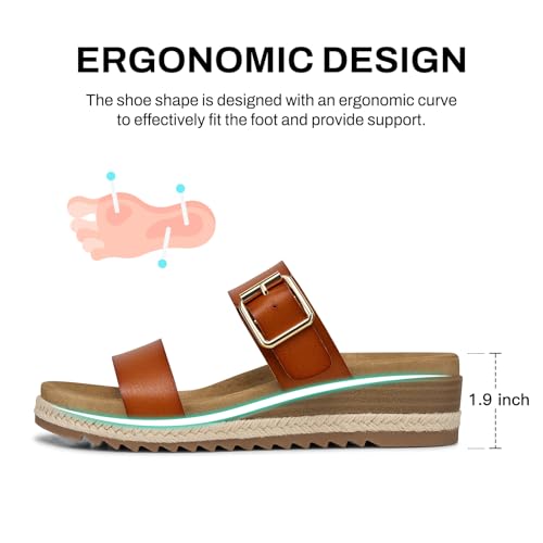 SHIBEVER Flat Sandals for Women Dressy: Comfortable 2026 Womens Sandal Size 7 - Arch Support Cushioned Slip On Tan Shoes by SHIBEVER - Used condition - Image 4