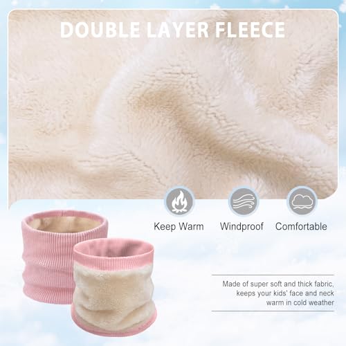 Kids Ski Mask Neck Warmer Winter Neck Gaiter Boys Girls Warm Thermal Fleece Lined Knitted Scarf for Cold Weather3