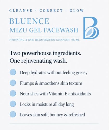 Image of MIZU Gel Facewash 100ml for Skin Rejuvenating | Hydrating Gel Face Wash with Hyaluronic Acid & Vitamin E Celluloid Beads for Deep Cleansing & Glowing Skin | For Men & Women