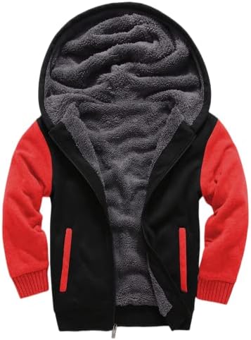 Boys Zip Up Hoodie Fleece Jacket Sherpa Lined Sweatshirt Thick Fall Kids Insulated Zip Hood Jackets Size 8-10