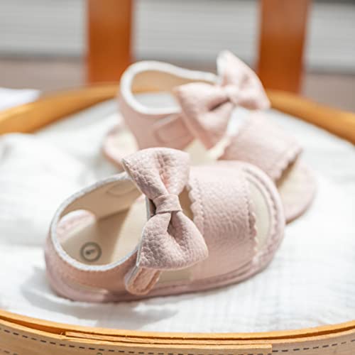 Image of Babelvit Infant Baby Girl Boy Sandals Comfort Premium Summer Outdoor Casual Beach Shoes with Flower Bowknot Anti Slip Rubber Sole Newborn Toddler Prewalker First Walking Shoes