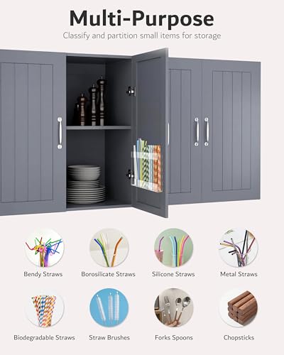 Upgraded 9.6'' Large Acrylic Straw Holder for Cabinet Door, Space-Saving Straw Organizer Storage Dispenser for Cabinet Doors or Countertops, Strong Adhesive Double-sided Tape Included - Thumbnail 6
