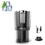 2025新型 ポータブル 急速冷却カップ【保冷 保温 -3℃～65℃ LED温度表示】ドリンクホルダー 車 押しボタン式 保冷冷蔵庫 卓上用 ビール コーヒー ペットボトル ドリンククーラー 二重構造 小型 保冷器 車載 持ち運び 便利 暑さ対策 静音急速冷凍カップクーラー保冷 炭酸飲料 など適用 (ブラック)