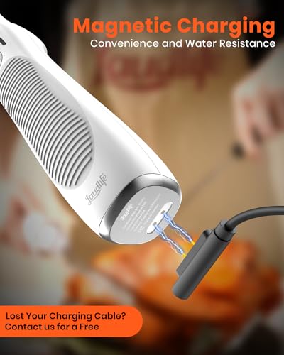 Laudlife Electric Knife, Cordless Electric Cutting Knife, Ergonomic Design with Comfortable Contoured Grip Rechargeable Easy-Slice Electric Carving Knife for Meat Slicing, Bread, Fillet, Turkey, White - Thumbnail 6