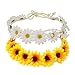Honbay 2PCS Fashion Flower Headband Sunflower Hair Wreath Festival Hair Band Bridal Headpiece (yellow+white)