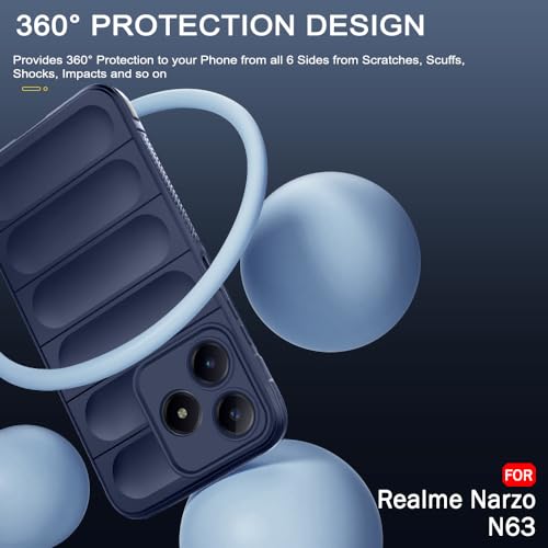 Image of TheGiftKart Liquid Silicon Back Cover Case for Realme C63 / Narzo N63 | Shockproof Military Grade Protection | Micro-Fibre Cloth On Inner Side | Built-in Anti-Slip Grip Back Cover Case (TPU, Blue)